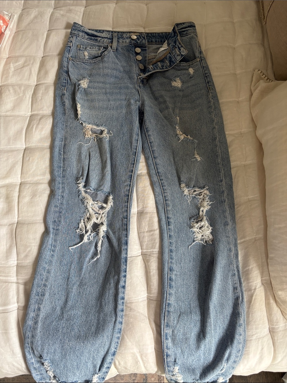 Altar'd State Light Wash Distressed Boyfriend Jeans